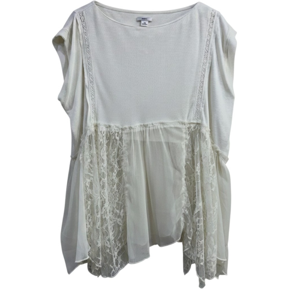 Kimchi Blue Urban Outfitters Ivory Lace Mixed Media Baby Doll Tunic Top Medium